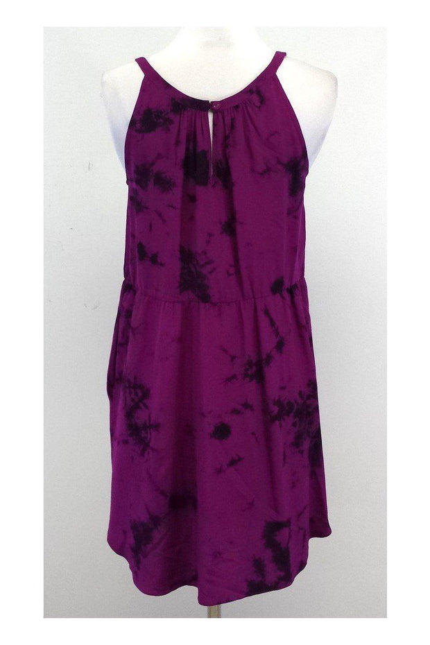 Current Boutique-Rebecca Taylor - Sangria & Black Tie Dye Print Silk Dress Sz 4