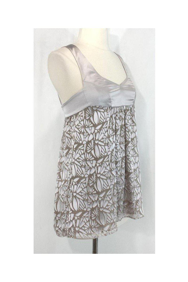 Current Boutique-Rebecca Taylor - Silver Floral Print Top Sz 2