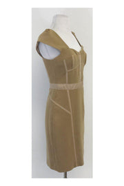 Current Boutique-Rebecca Taylor - Tan & Beige Fitted Dress Sz 4