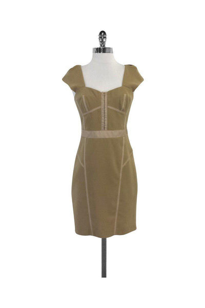 Current Boutique-Rebecca Taylor - Tan & Beige Fitted Dress Sz 4