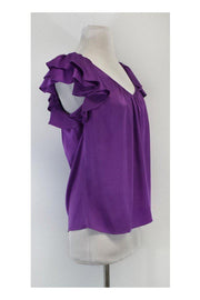 Current Boutique-Rebecca Taylor - Violet Silk Ruffle Blouse Sz 6