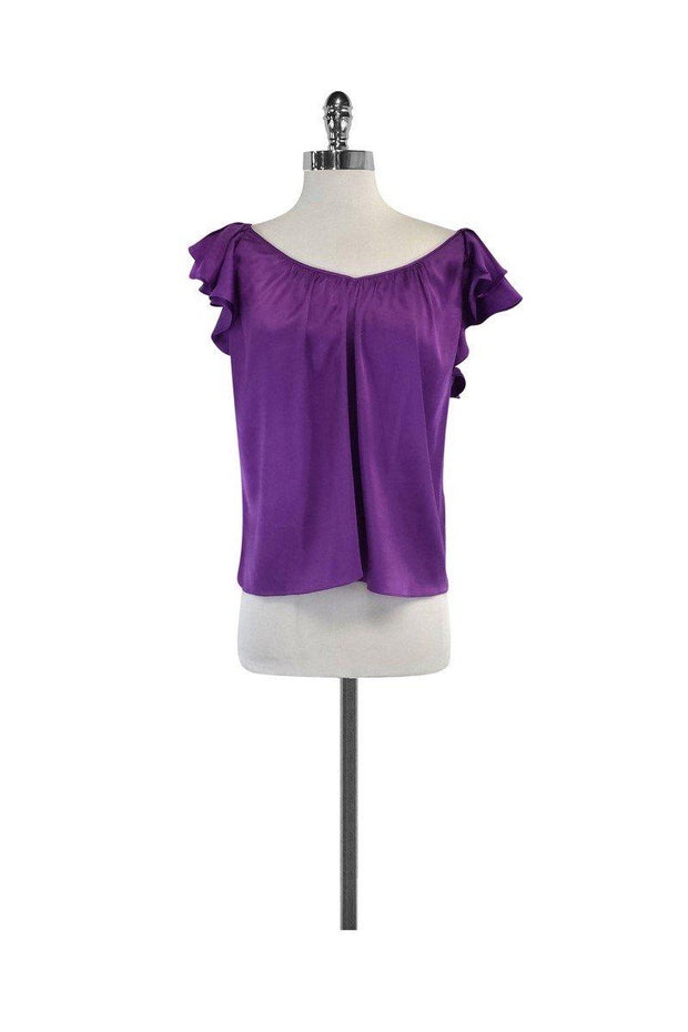 Current Boutique-Rebecca Taylor - Violet Silk Ruffle Blouse Sz 6