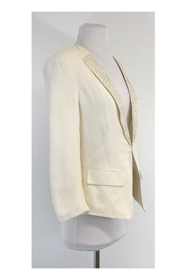 Current Boutique-Rebecca Taylor - White Cotton & Linen Studded Jacket Sz 6