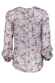 Current Boutique-Rebecca Taylor - White Floral Print Long Sleeve Blouse Sz 2