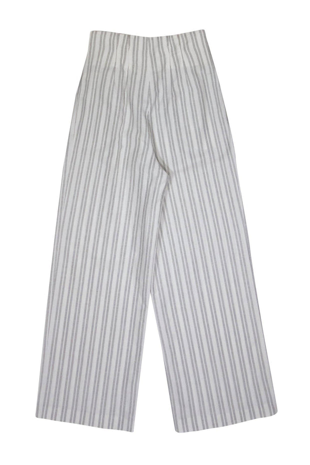 Current Boutique-Rebecca Taylor - White & Grey Striped Paperbag Wide Leg Pants Sz 4
