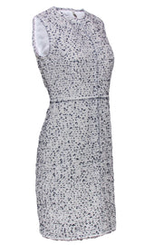 Current Boutique-Rebecca Taylor - White & Navy Tweed Sleeveless Sheath Dress Sz 4