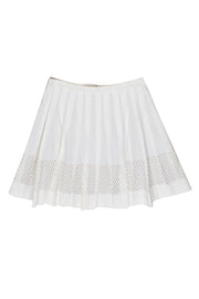 Current Boutique-Rebecca Taylor - White Pleated Tennis Skirt w/ Laser Cut Trim Sz 4