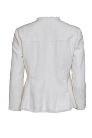 Current Boutique-Rebecca Taylor - White Textured Cotton Blend Zip-Up Jacket Sz 8