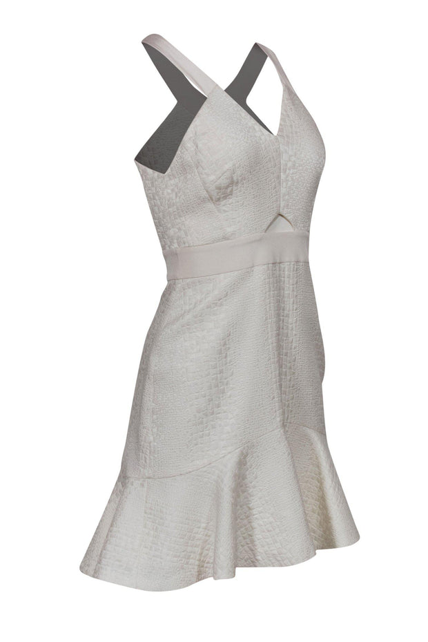 Current Boutique-Rebecca Taylor - White Textured Flared Dress w/ Keyhole Sz 0