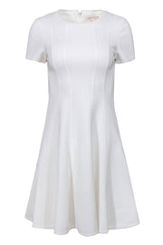 Current Boutique-Rebecca Taylor - White Textured Short Sleeve Fit & Flare Dress Sz 2