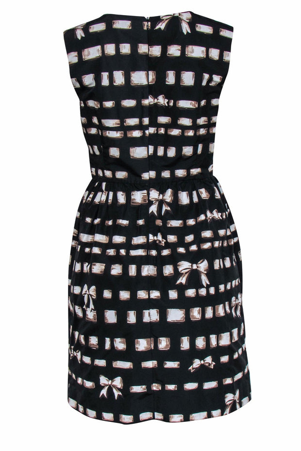 Current Boutique-Red Valentino - Black & Tan Ribbon Print Fit & Flare Dress Sz 8