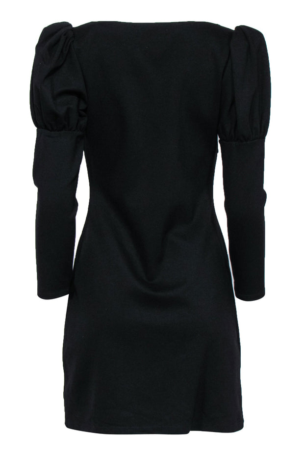 Current Boutique-Reformation - Black Puff Sleeve “Helga” Bodycon Dress Sz L