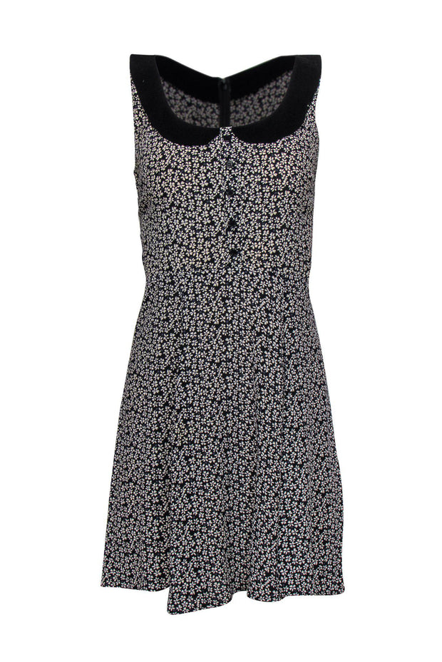 Current Boutique-Reformation - Black & White Floral A-Line Dress w/ Peter Pan Collar Sz 4