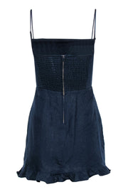 Current Boutique-Reformation - Navy Sleeveless Linen Mini Sheath Dress w/ Ruffle Hem Sz 2