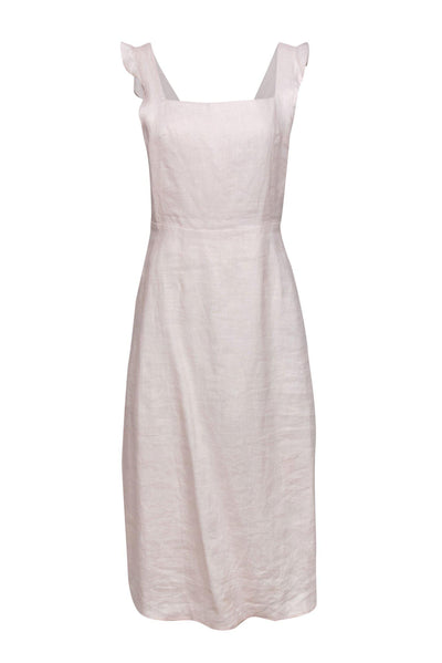 Current Boutique-Reformation - Pale Pink Linen-Style Sleeveless Midi Dress w/ Ruffles Sz M