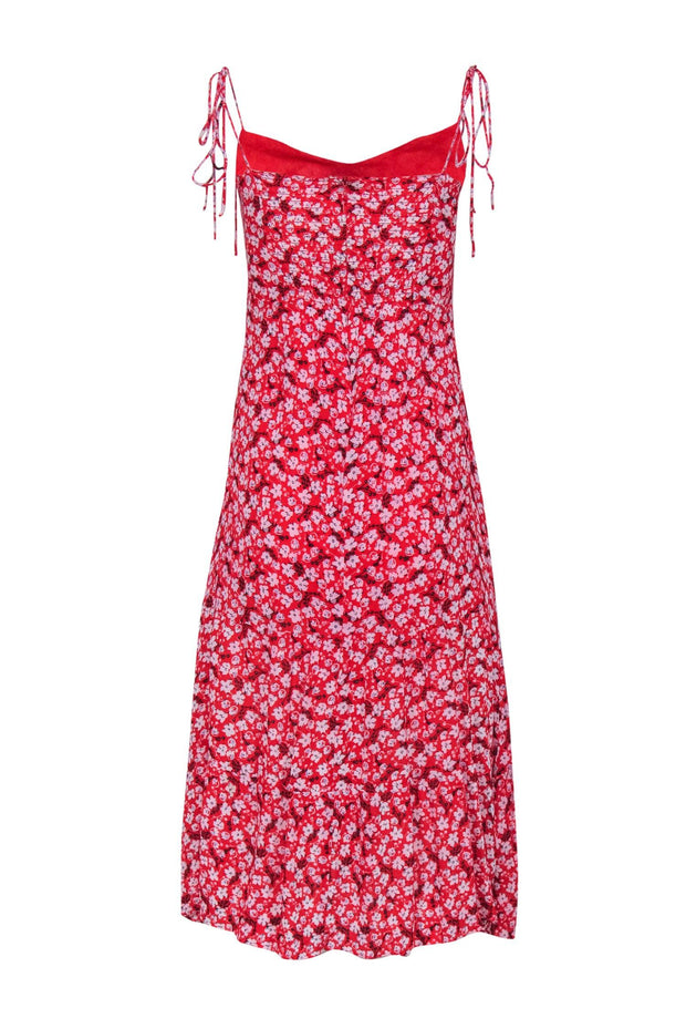 Current Boutique-Reformation - Red & Multicolor Floral Print Sleeveless Midi Dress Sz 8