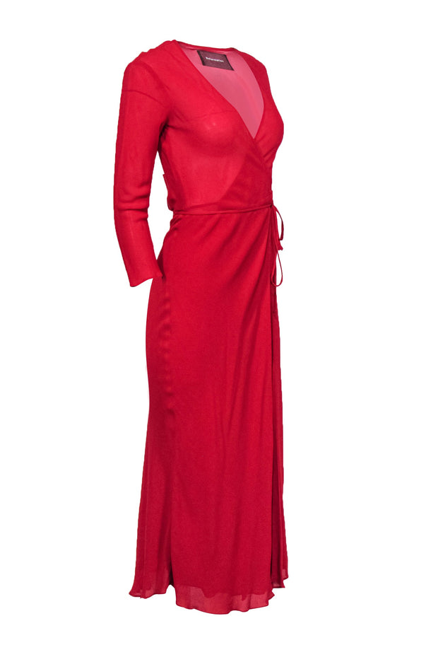 Current Boutique-Reformation - Red Wrap Long Sleeve Maxi Dress Sz XS