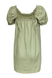 Current Boutique-Reformation - Sage Green Linen "Carsen" Puff Sleeve Mini Shift Dress Sz L
