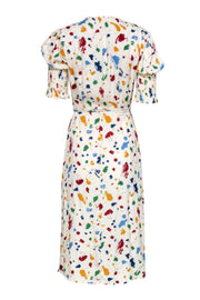 Current Boutique-Reformation - White Paint Splatter Print Wrap Midi Dress Sz XS