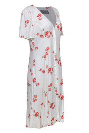 Current Boutique-Reformation - White & Red Floral Midi "Locklin" Button Front Dress Sz 10