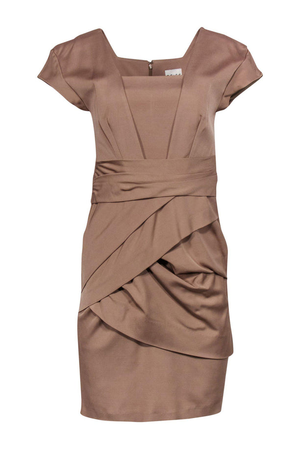 Current Boutique-Reiss - Beige Ruched & Draped Sheath Dress Sz 6