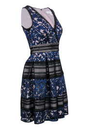 Current Boutique-Reiss - Black & Blue Lace Fit & Flare Dress Sz 2