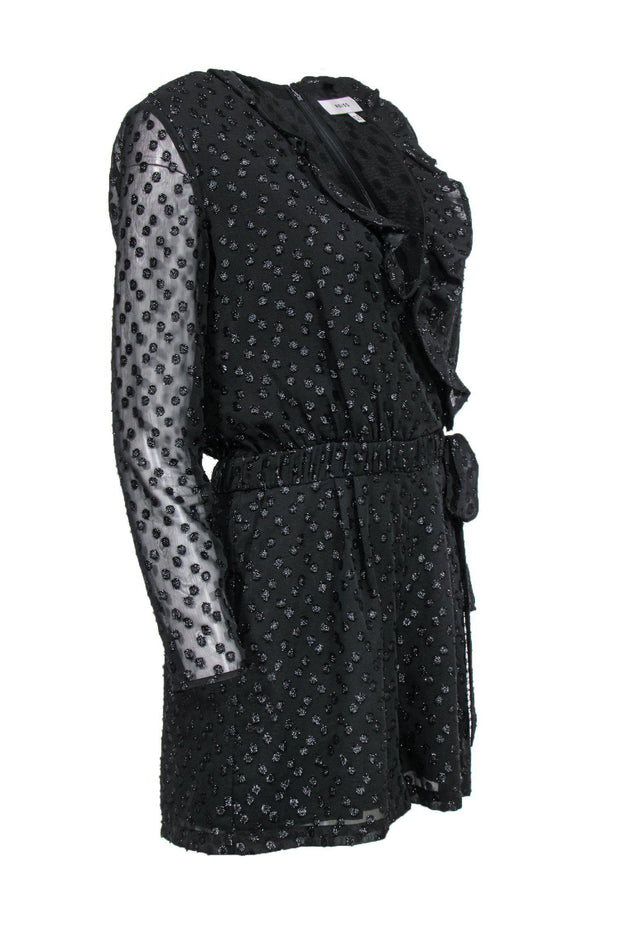 Current Boutique-Reiss - Black Metallic Polka Dot Romper Sz 6