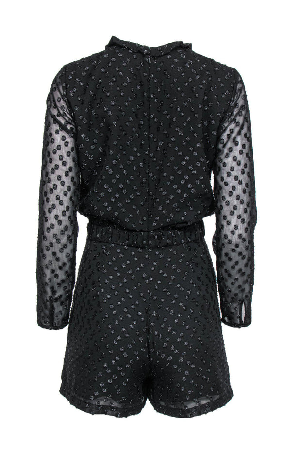 Current Boutique-Reiss - Black Metallic Polka Dot Romper Sz 6