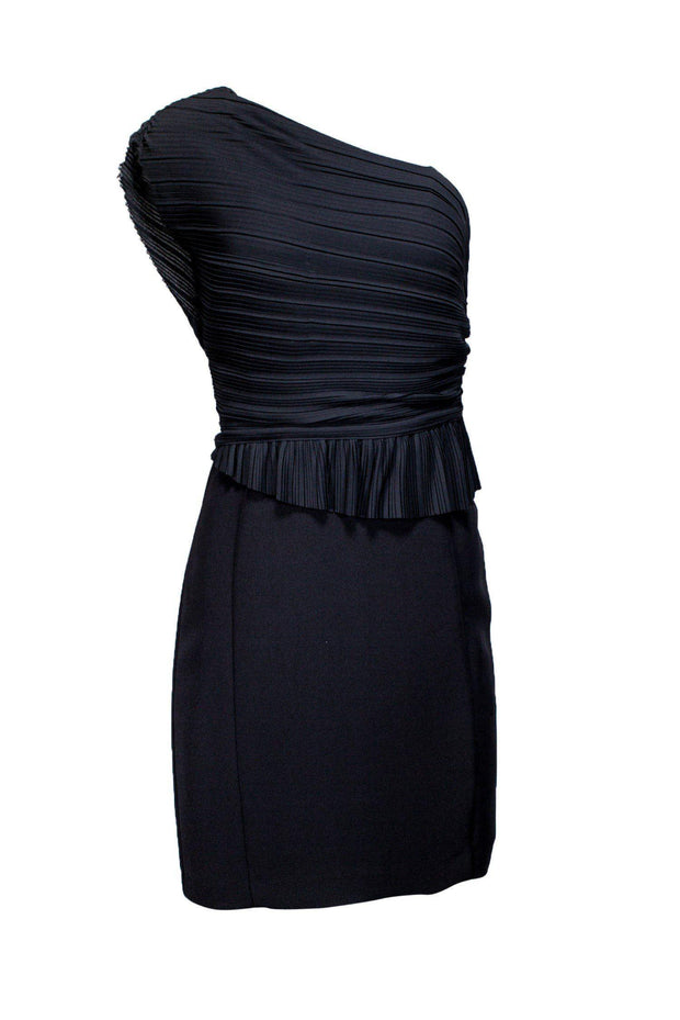 Current Boutique-Reiss - Black One-Shoulder Dress w/ Pleats Sz 6