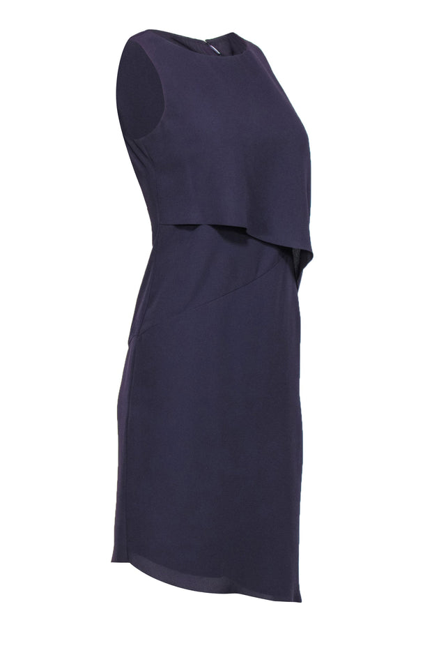 Current Boutique-Reiss - Deep Purple Layered Sheath Dress w/ Asymmetrical Hem Sz 2