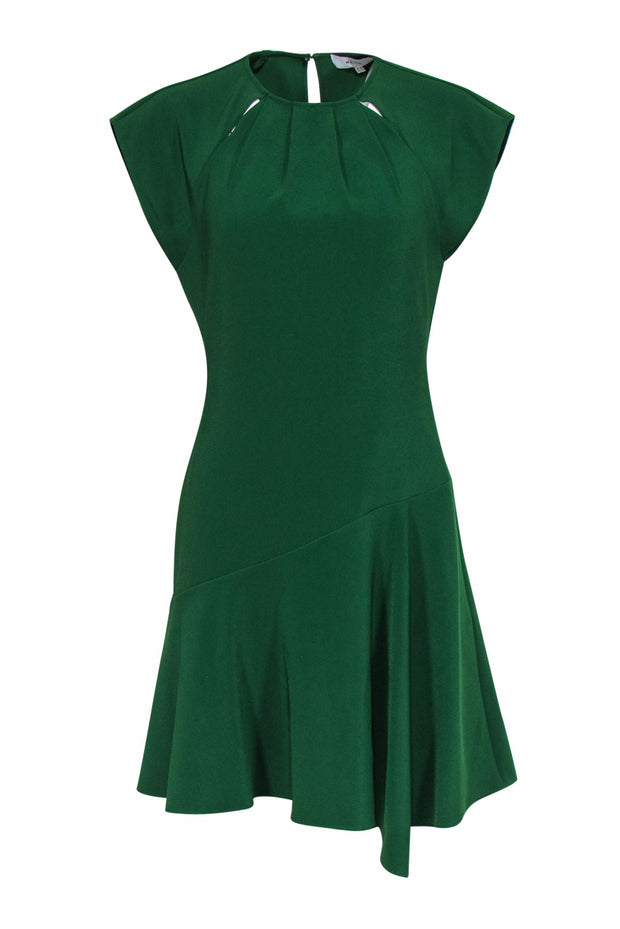 Current Boutique-Reiss - Green Fit & Flare Dress w/ Drop Waist & Asymmetrical Hem Sz 6