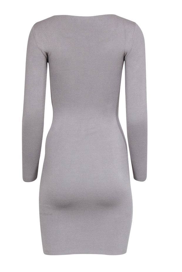 Current Boutique-Reiss - Grey Knit Bodycon Dress w/ Chest Cutout Sz 2