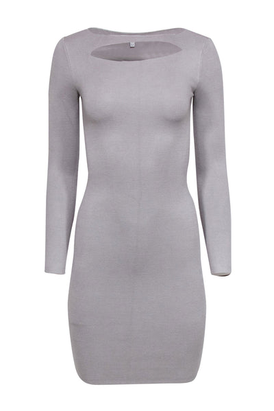 Current Boutique-Reiss - Grey Knit Bodycon Dress w/ Chest Cutout Sz 2