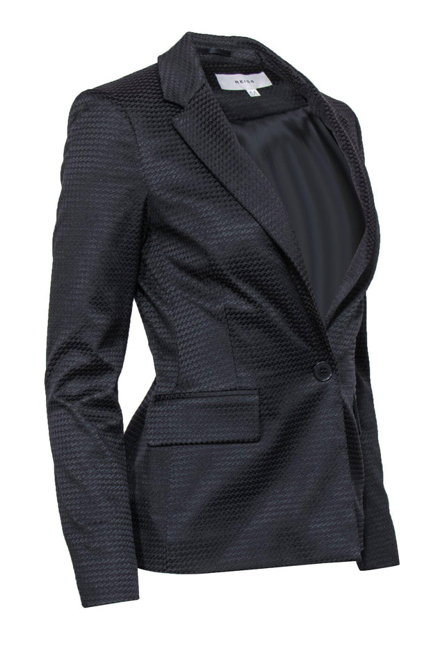 Current Boutique-Reiss - Navy Houndstooth Textured Blazer Sz 2