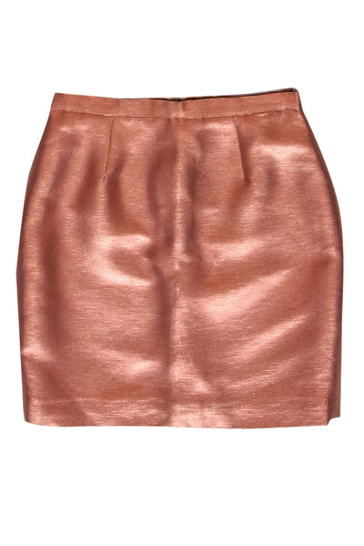 Current Boutique-Reiss - Rose Gold Metallic Textured Miniskirt Sz 8