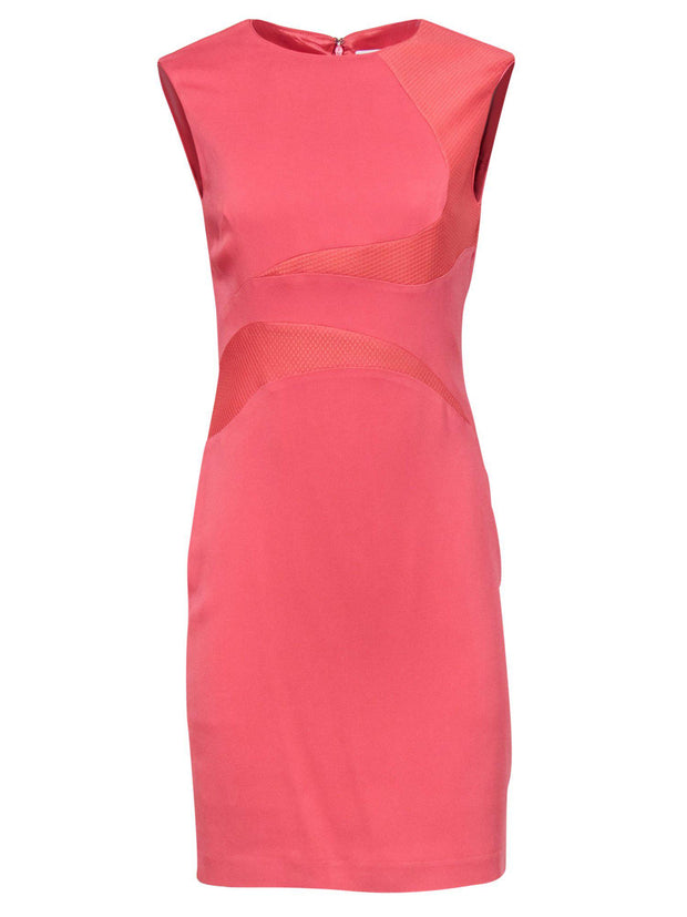 Current Boutique-Reiss - Salmon Pink Textured Swirl Sheath Dress Sz 6