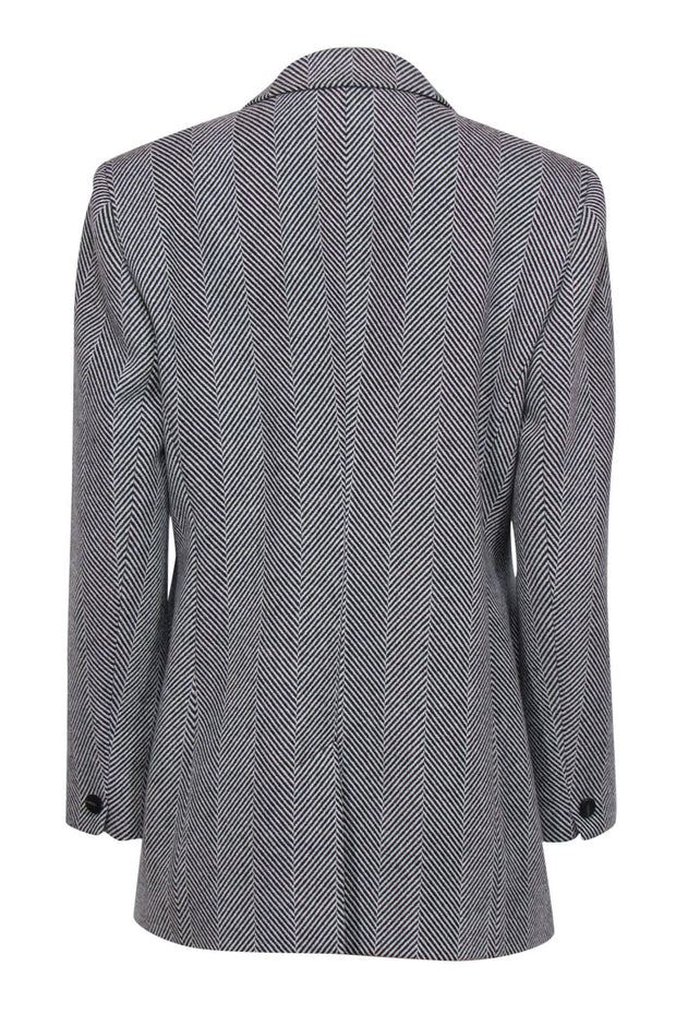 Current Boutique-Reiss - White & Black Herringbone Double Breasted Wool Blend Jacket Sz 10