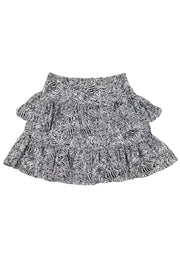 Current Boutique-Reiss - White, Grey & Black Ruffle Skirt Sz 2