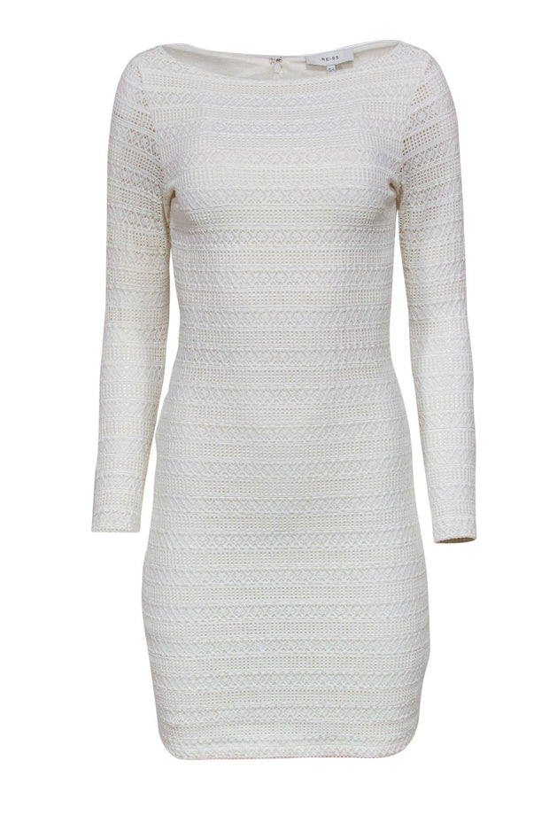 Current Boutique-Reiss - White Lace Long Sleeve Bodycon Dress Sz 4