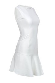 Current Boutique-Reiss - White Textured A-Line "Gem" Dress w/ Asymmetrical Flounce Sz 2