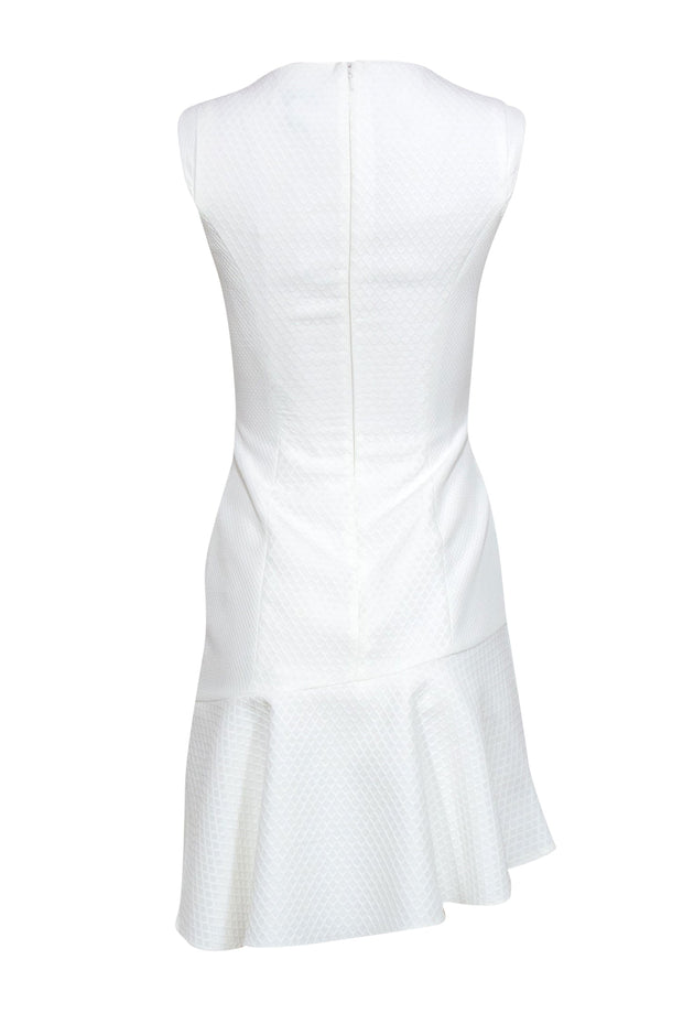 Current Boutique-Reiss - White Textured A-Line "Gem" Dress w/ Asymmetrical Flounce Sz 2