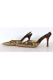 Current Boutique-Rene Caovilla - Gold & Brown Beaded Mesh Pumps Sz 7.5