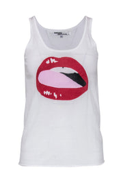 Current Boutique-Replica Los Angeles - White Knit Tank w/ Lip Design Sz S