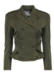 Current Boutique-Richard Tyler - Olive Green Military-Style Double Breasted Jacket Sz 8