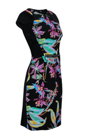 Current Boutique-Rickie Freeman for Teri Jon - Black Sheath Dress w/ Neon Floral Print Sz 8