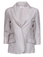 Current Boutique-Riva Monti - Beige Cropped Sleeve Blazer w/ Ruffled Lapel Sz L