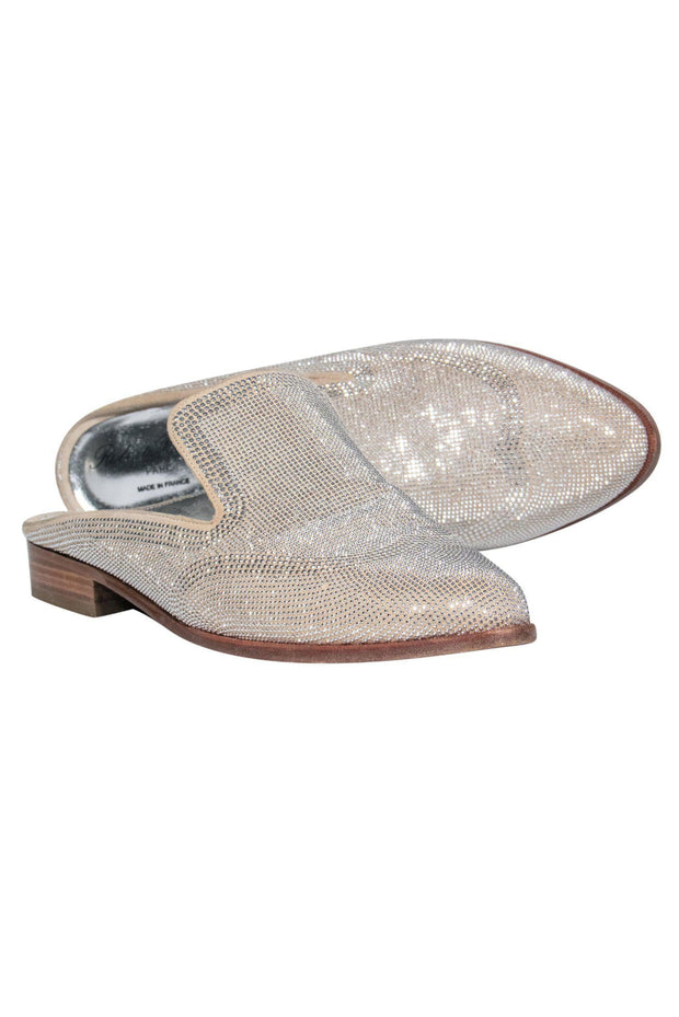 Current Boutique-Robert Clergerie - Silver Jeweled Slide Mules Sz 9.5