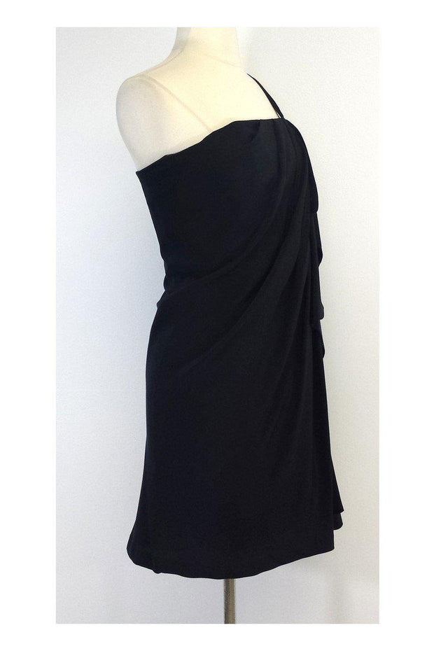 Current Boutique-Robert Rodriguez - Black Silk One Shoulder Dress Sz 6