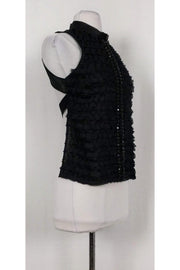 Current Boutique-Robert Rodriguez - Black Silk Ruffle Tank Top Sz 2