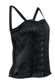 Current Boutique-Robert Rodriguez - Black Silk Satin Tank w/ Accent Buttons Sz 2